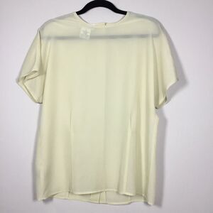 Rena Rowen for Saville creamy yellow semi sheer button back short sleeve top 8/M